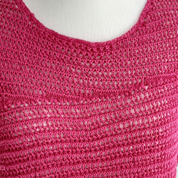 CHICO'S OPEN KNIT PULLOVER SHORT SLEEVE SWEATER SZ 1 (MED) - Picture 5 of 7